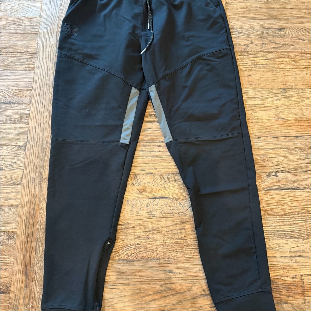 BK Black Athletic Joggers XL | Tapered Zip Ankle Performance Pants